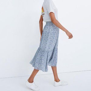 Madewell Blue & Off-White Peasant Skirt Sz Med NWT